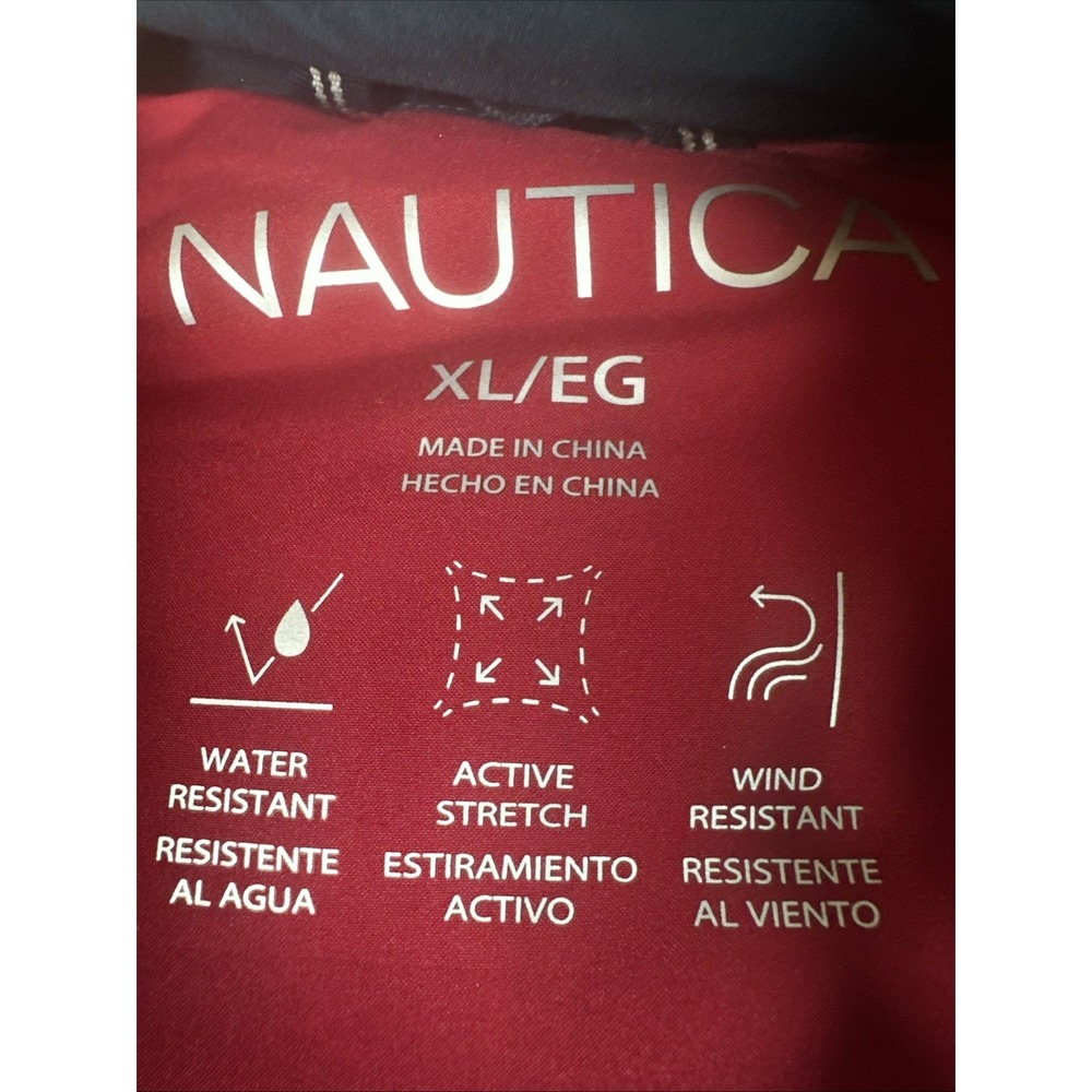 NAUTICA Mens Quilted Puffer Jacket Water/Wind Resistant BLUE Stretch Zip XL - Picture 3 of 5